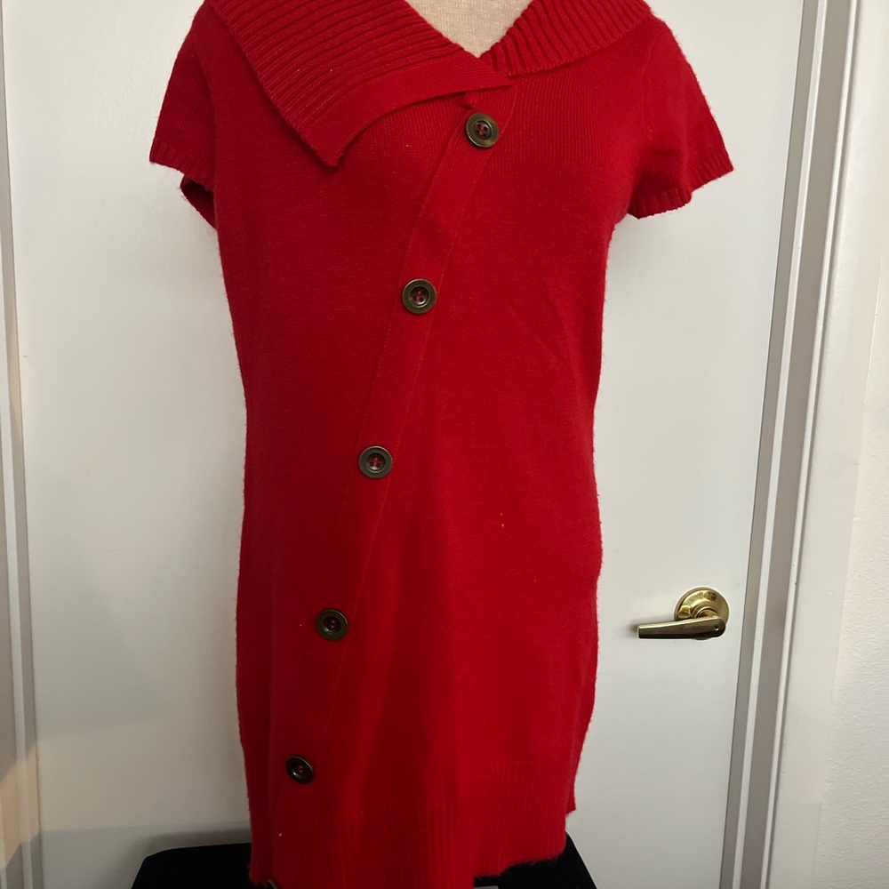 🎁free :VTG:Red Knitted dress with red buttons.Bundle and save